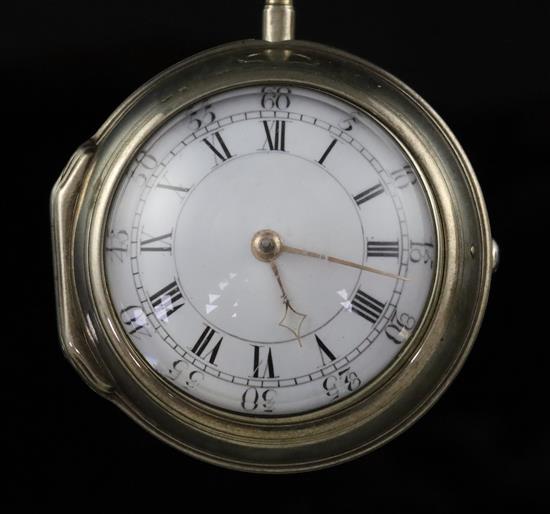 George Graham, London, a George III silver pair-cased keywind cylinder pocket watch, No. 6144, circa 1744,